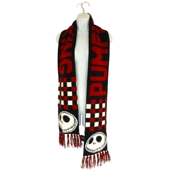 Disney Nightmare Before Christmas Jack Skellington Red Black Long Scarf - Picture 2 of 2